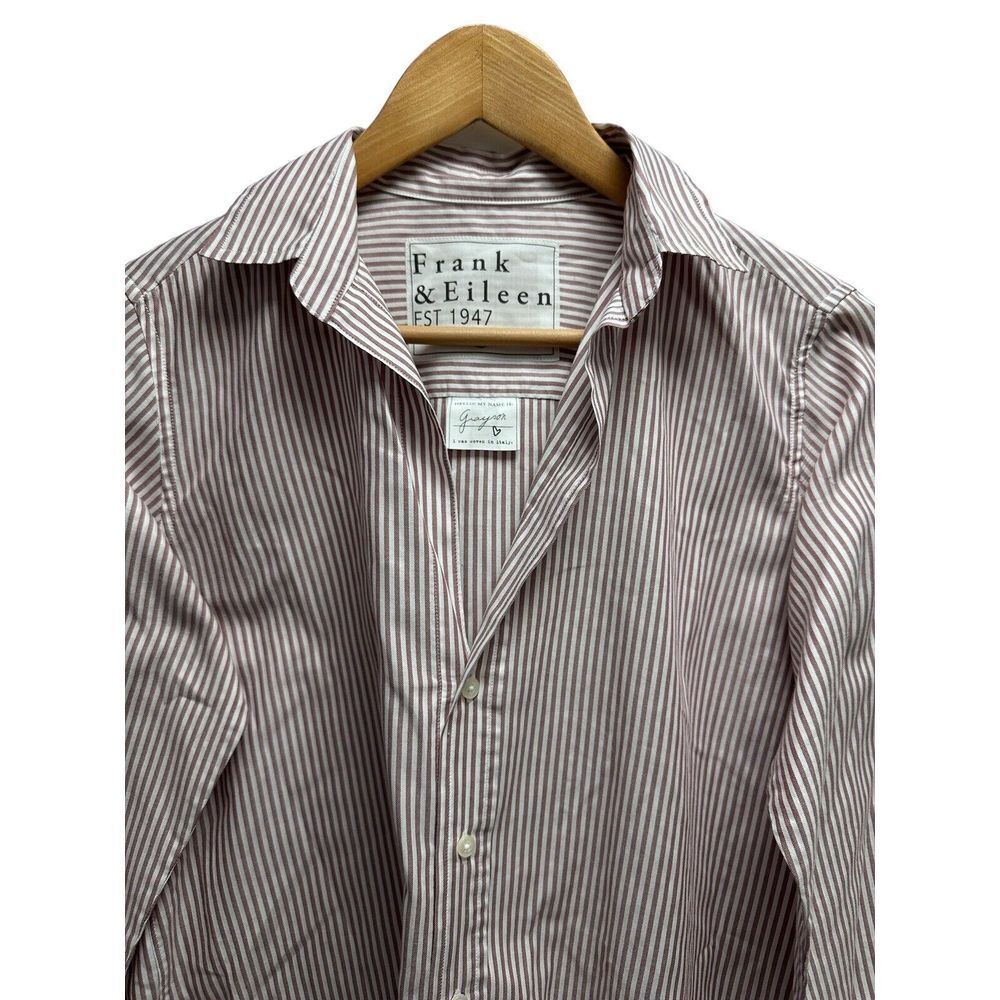 Frank & Eileen Striped Button Down Shirt - Brown and White - Picture 3 of 6
